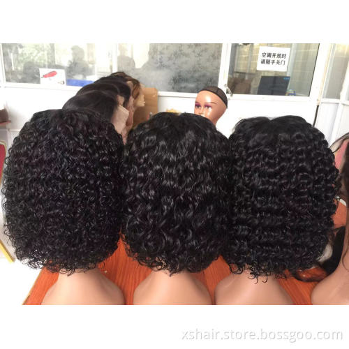 Wholesale short wigs for black women transparent virgin color yaki full hair medium peruvian 360 lace front wigs